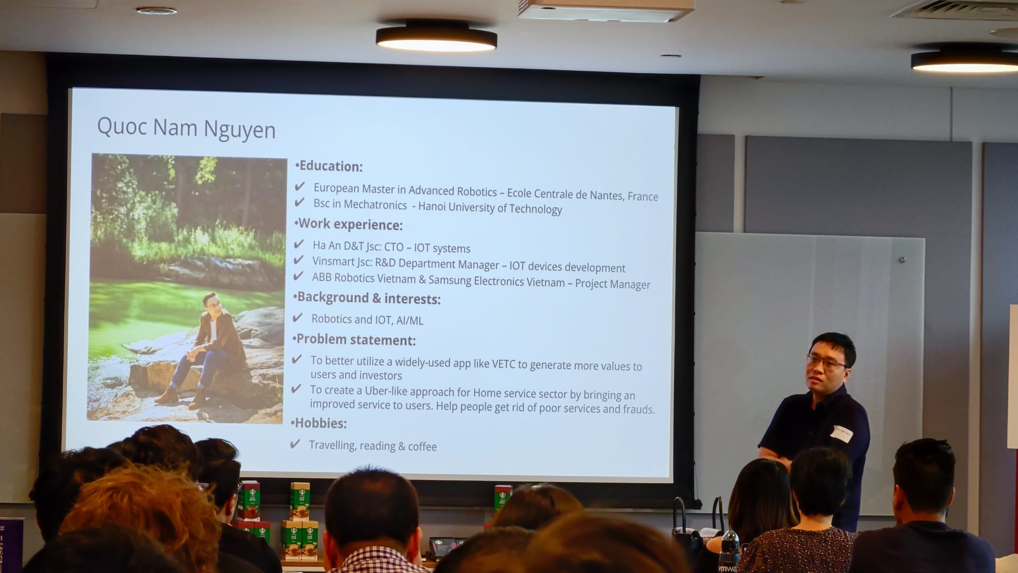 Nam Nguyen introducing himself to the cohort